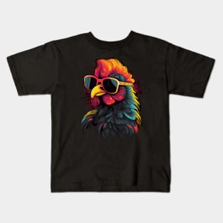 Pop Art Sunglasses Chicken Gifts Funny Chicken Kids T-Shirt